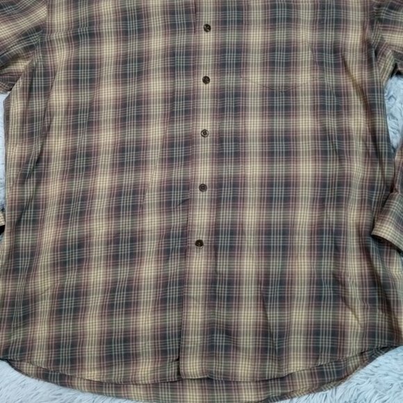 Cutter & Buck Mens Shirt Button Up Brown XL Plaid Long Sleeve Pocket Collar - Picture 3 of 12